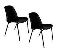 OFITURIA Silla de Oficina Sin Ruedas, Silla Confidente de Plástico con Estructura Metálica, Silla para Sala de Espera, Recepción, Reuniones, Conferencias, etc (2 Sillas, Negro)