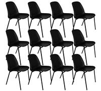 OFITURIA Silla de Oficina Sin Ruedas, Silla Confidente de Plástico con Estructura Metálica, Silla para Sala de Espera, Recepción, Reuniones, Conferencias, etc (12 Sillas, Negro)