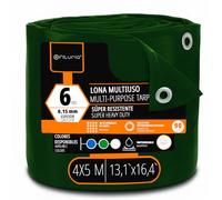 OFITURIA Telo multiuso impermeabile 4 x 5 m verde, confezione da 1 pz, ideale per coprire mobili, pavimenti e attrezzature in giardino, campeggio e cantiere (4x5m, 1 pz)