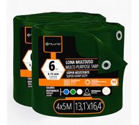 OFITURIA Telo multiuso impermeabile 4 x 5 m verde, confezione da 2 pz, ideale per coprire mobili, pavimenti e attrezzature in giardino, campeggio e cantiere (4x5m, 2 pz)