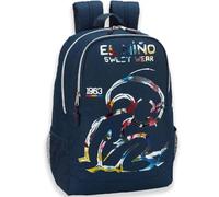 OFITURIA Zaino Scolastico Giovanile, Adattabile a Carrello, Grande Capacità, Doppia Cerniera, Blu Marino, Schienale e Spallacci Imbottiti, Tasche Laterali a Rete (El Niño)