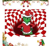 OFKAFEZV Zerbino decorativo natalizio,Tappeto a Vortice Visivo 3D, Tappetino Antiscivolo con Motivo Natalizio, per Interni ed Esterni, Zerbino Natalizio Ingresso Decorazione Casa Zerbino