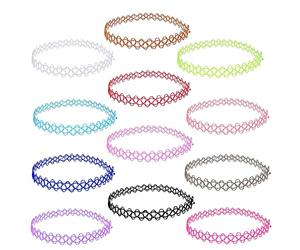 OFKPO 12 Pezzi Collana Girocollo Gotico in Plastica Elasticizzata per Donne e Ragazze
