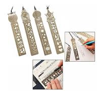 OFKPO 4 Pezzi 3-in-1 Segnalibro di Righello Stencil Scala Dima Scrapbooking Segnalibro