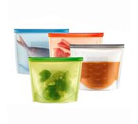 OFKPO 4 Pezzi Riutilizzabile in Silicone Alimentare Conservazione Bag per Frutta, Verdura, Carne e così Via