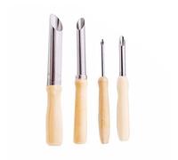 OFKPO 4Pcs/Set Strumento Argilla Crcolare in Acciaio Inox, Strumento per Incisione e Punzonatura in Argilla, Realizzato in Acciaio Inossidabile e Legno per Perforare Fori Rotondi e Incisioni
