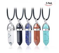 OFKPO 5pcs Pendenti Esagonale Collana Esagonale in Pietra Naturale Artificiale Uomo, Donna