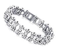 OFKPO Gioielli in Acciaio Inossidabile Bracciale Catena Moto Roccia Stile degli Uomini(Argento)