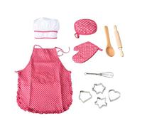 OFKPO Kids Pretend Gioca 11 Pezzi di Giocattoli Set, Completa Bambini Cucina Regalo Playset,Chef Gioco di Ruolo Set con Vestiti e Accessori per la Cucina