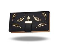 OFKPO Portafogli da Donna, Piccola Borsa di Foglia Oro Femminile della Borsa di Moda - con Porta Carte di Credito(Nero)