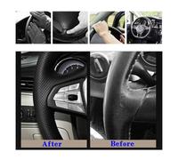 OFLNDHXTXB Coprivolante auto microfibra Compatibile con Ford Fiesta, B-MAX | Hand-Stitched PU Microfiber Leather Compatibile con Ford EcoSport, Ka, Tourneo Courier 2003+(Red)