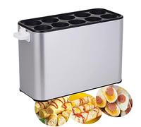 OFNHJK Macchina Automatica per Frittate, Macchina Elettrica per Rotolini di Uova a 10 Fori, Salsiccia per Uova da 1400 W, Macchina per Rotoli di Hot Dog con Salsicce con 5 Interruttori Indipendenti