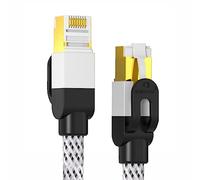 OFNPFTTH Cavo Ethernet 5M CAT7 patch Lan intrecciato in nylon ad alta velocità cavo piatto schermato RJ45 10Gbps 600MHz White