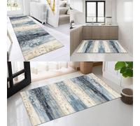 OFOFNG Tappeto per corridoio tappeto per cucina lavabile antiscivolo 100x250cm stile Moderno blu marrone per corridoio soggiorno camera da letto venduto al metro personalizzabile