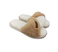 ofoot Fluffy Womens House Slippers, Cross Band Twist Open Toe Morbido pile in peluche per interni e esterni