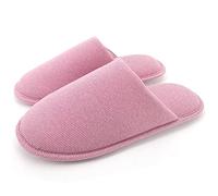 ofoot Pantofole antiscivolo da donna in cotone biologico, soffice memory foam lavabile per la camera estiva, suola in gomma(rosa scuro,EU 39-40)