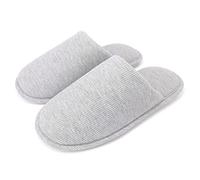 ofoot Pantofole antiscivolo da donna in cotone biologico, soffice memory foam lavabile per la camera estiva, suola in gomma(grigio,EU 37-38)