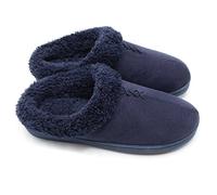 ofoot Pantofole Calde da Donna, Soletta Interna in Memory Foam, Fodera in Pile, Suola in Gomma Dura Antiscivolo per Interni all'aperto con Retro, Blu Marina,EU 36-37