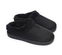ofoot Pantofole calde da donna, soletta interna in memory foam, fodera in pile, suola in gomma dura antiscivolo per interni all'aperto con retro(nero,EU 37-38)