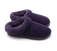 ofoot Pantofole calde da donna, soletta interna in memory foam, fodera in pile, suola in gomma dura antiscivolo per interni all'aperto con retro(viola,EU 41-42)