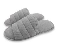 ofoot Pantofole da casa punta aperte in cotone comode da uomo,Scivoli per interni estivi in memory foam antiscivolo(grigio,EU 45-46)