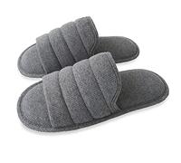 ofoot Pantofole da casa punta aperte in cotone comode da uomo,Scivoli per interni estivi in memory foam antiscivolo(Grigio Scuro,EU 43-44)
