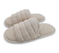 ofoot Pantofole da casa punta aperte in cotone comode da uomo,Scivoli per interni estivi in memory foam antiscivolo(beige,EU 43-44)