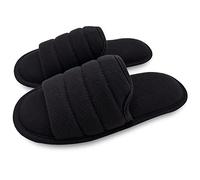 ofoot Pantofole da casa punta aperte in cotone comode da uomo,Scivoli per interni estivi in memory foam antiscivolo(nero,EU 41-42)
