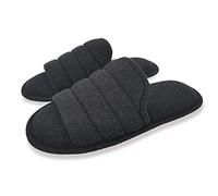 ofoot Pantofole da casa punta aperte in cotone comode da uomo,Scivoli per interni estivi in memory foam antiscivolo(Grigio Antracite,EU 43-44)