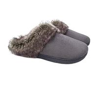 ofoot Pantofole in pelliccia di mocassini in micro pelle scamosciata da donna, scuff da donna con fodera in caldo pile in maglia di cashmere, suola in gomma antiscivolo