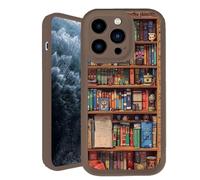 Oforest Alyova Book Phone Case, bookshelf phone case, Shockproof Tpu Protective Shell, Soft to the Touch, Tough Protection. Lightweight and Durable, Scratch-Resistant (coffee, For iPhone 15PROMAX)