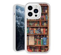 Oforest Alyova Book Phone Case, bookshelf phone case, Shockproof Tpu Protective Shell, Soft to the Touch, Tough Protection. Lightweight and Durable, Scratch-Resistant (white, For iPhone 12PRO)