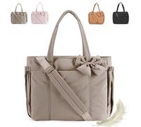 Oforest Luvy Bag, Lightweight Crush Bow Tote Bag for Women for Daily Use Work Travel, Lightweight Large Purses for Women (Gray)