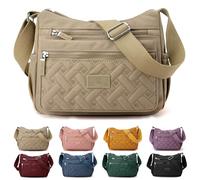 Oforest Separately Classic Luxury Crossbody Bag, Women’s Multi Pocket Large Capacity Nylon Shoulder Messenger Bags (Khaki)