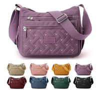 Oforest Separately Classic Luxury Crossbody Bag, Women’s Multi Pocket Large Capacity Nylon Shoulder Messenger Bags (Purple)