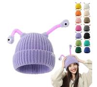 Oforest Winter Parent-Child Cute Glowing Little Monster Knit Hat, Cute Little Monster LED Knit Beanie, Warm Wool Hat (IT, Testo, Taglia Unica, Purple)