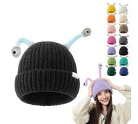 Oforest Winter Parent-Child Cute Glowing Little Monster Knit Hat, Cute Little Monster LED Knit Beanie, Warm Wool Hat (IT, Testo, Taglia Unica, Black)