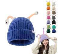 Oforest Winter Parent-Child Cute Glowing Little Monster Knit Hat, Cute Little Monster LED Knit Beanie, Warm Wool Hat (IT, Testo, Taglia Unica, Blue)