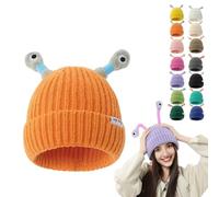 Oforest Winter Parent-Child Cute Glowing Little Monster Knit Hat, Cute Little Monster LED Knit Beanie, Warm Wool Hat (IT, Testo, Taglia Unica, Orange)