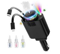 Ofottofo Caricabatterie Da Auto Per Accendisigari Con Diffusore Di Fragranza E Luce Stellata, Caricatore Auto USB C Retrattile Rapido 66W Fit iPhone 16 15 14 13 Pro Max iPad Galaxy Android, Nero