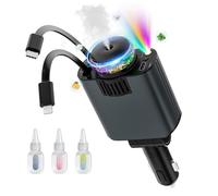 Ofottofo Caricabatterie Da Auto Per Accendisigari Con Diffusore Di Fragranza E Luce Stellata, Caricatore Auto USB C Retrattile Rapido 66W Fit iPhone 16 15 14 13 Pro Max iPad Galaxy Android, Grigio
