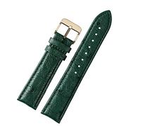 OFWAX 18 mm 20mm 22 mm di alta qualità Modella di bambù di alta qualità Morbina cnocchia di mucca da cnocchia di farfalla Butterfly Bracciale in pelle di orologeria in pelle verde(D golden pin,16mm)