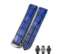 OFWAX Cinturini in pelle bovina e gomma, 20 mm 22 mm, adatti per Omega Seamaster Planet Ocean 600 GMT, arancione, 20mmSilver buckle, Acetato, Senza Gemme