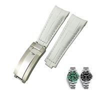 OFWAX Cinturini per orologi con estremità curva da 20 mm Cinturino in pelle adatto per Rolex 116610 Submariner Oyster GMT Daytona Slide Lock Buckle Bracciali in pelle di vacchetta(Whtie,20mm-Rose Buck