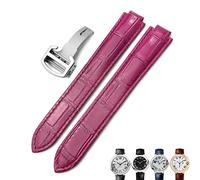 OFWAX Cinturini per orologi in vera pelle 16mm 18mm 20mm Nero Blu Marrone Cinturini per orologi con fibbia deployante per Cartier Tank Solo Blue Ballon(Rose red,18mm)