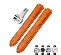 OFWAX Cinturini per orologi in vera pelle 16mm 18mm 20mm Nero Blu Marrone Cinturini per orologi con fibbia deployante per Cartier Tank Solo Blue Ballon(Orange,14mm)