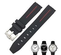 OFWAX Cinturino in gomma da 19 mm e 20 mm con estremità curva per orologio Tissot 1853 Lelocle PRC200 Rolex Submariner Hamilton Omega impermeabile, 20mm, Acetato, Non pietra preziosa