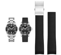 OFWAX Cinturino per accessori per orologi per Comas Diving Series L37814 L3.781 Cinturino per orologio meccanico da uomo in caucciù Bracciale da 21 mm(Black silver,19mm)