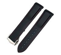 OFWAX Cinturino per orologio curvo in gomma, 22 mm, adatto per Omega Speedmaster Moonwatch Seamaster 300 AT150, Silver Buckle