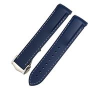OFWAX Cinturino per orologio curvo in gomma, 22 mm, adatto per Omega Speedmaster Moonwatch Seamaster 300 AT150, Silver Buckle